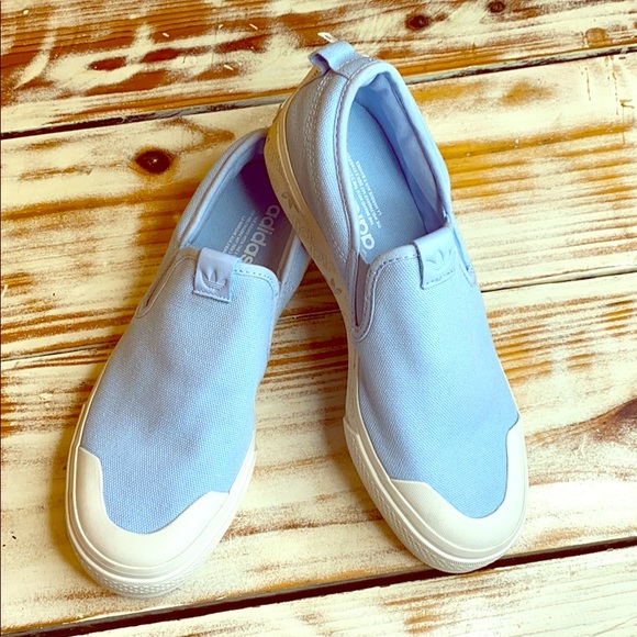adidas Shoes - NWT Adidas Light Blue Nizza Slip-On Tennis Shoes